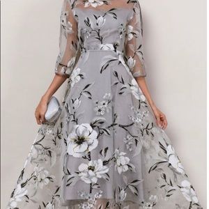 Floral , 3/4 sleeve, organza